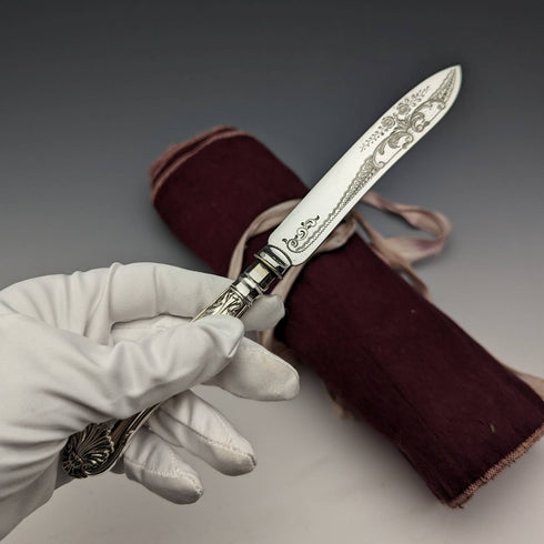 1930 年代英國復古銀盤甜點餐具 6 對套裝 John Round